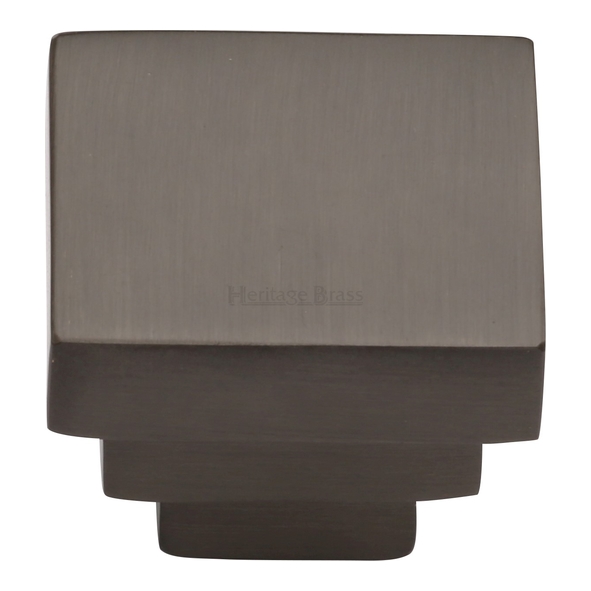 C3672 32-MB • 32 x 17 x 25mm • Matt Bronze • Heritage Brass Square Stepped Cabinet Knob